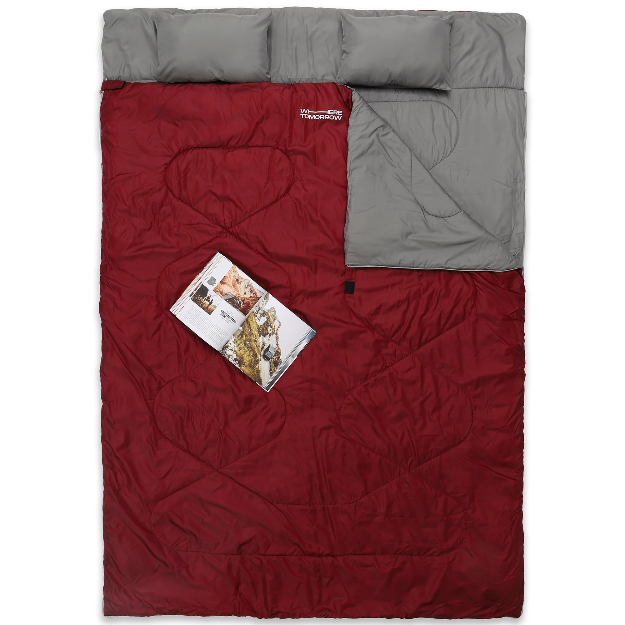 Doppelschlafsack mit Tragetasche - 2-Personen Schlafsack - 190 x 150 cm - Weinr - Image 6