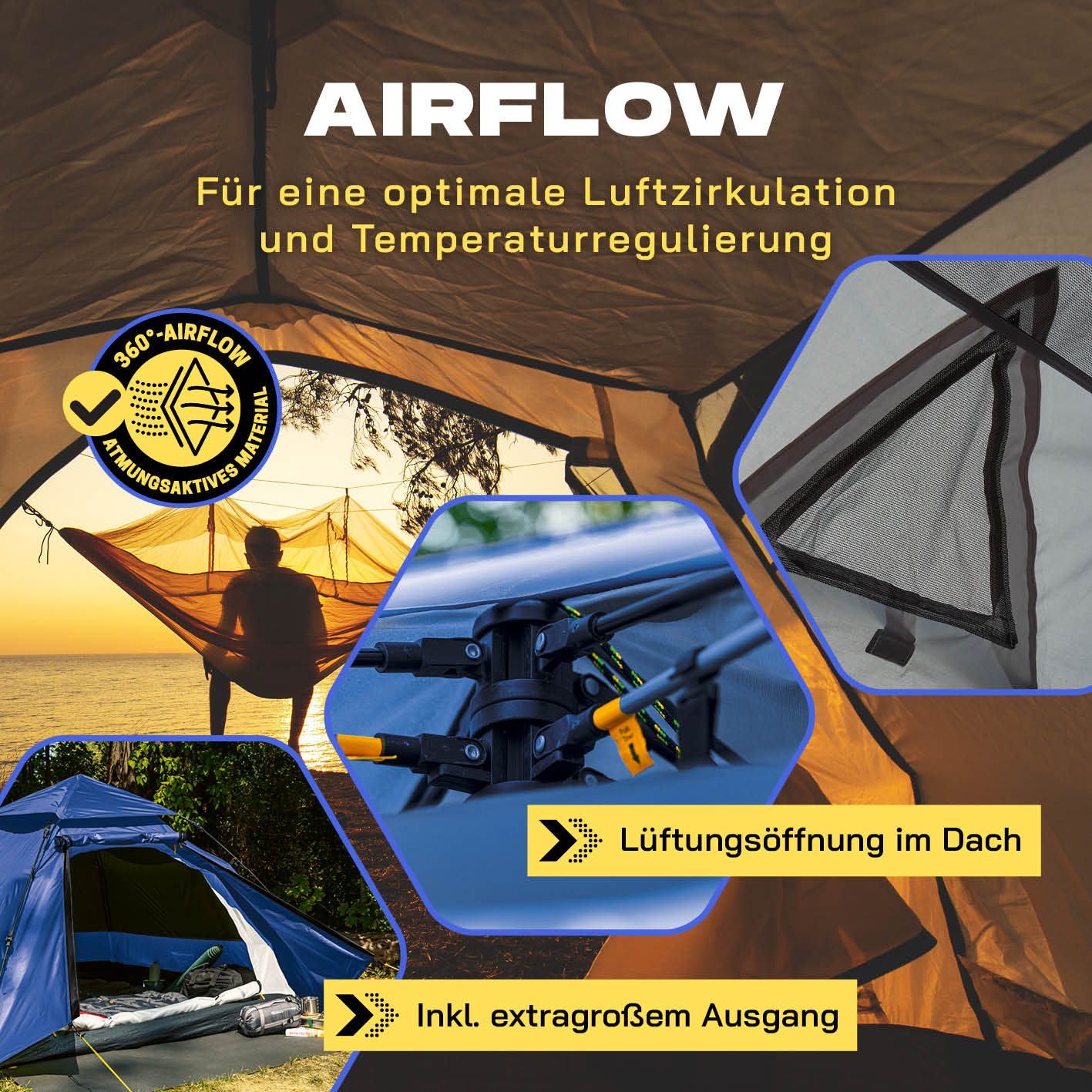 Pop up Kuppelzelt für 3 Personen - Blau - Image 6