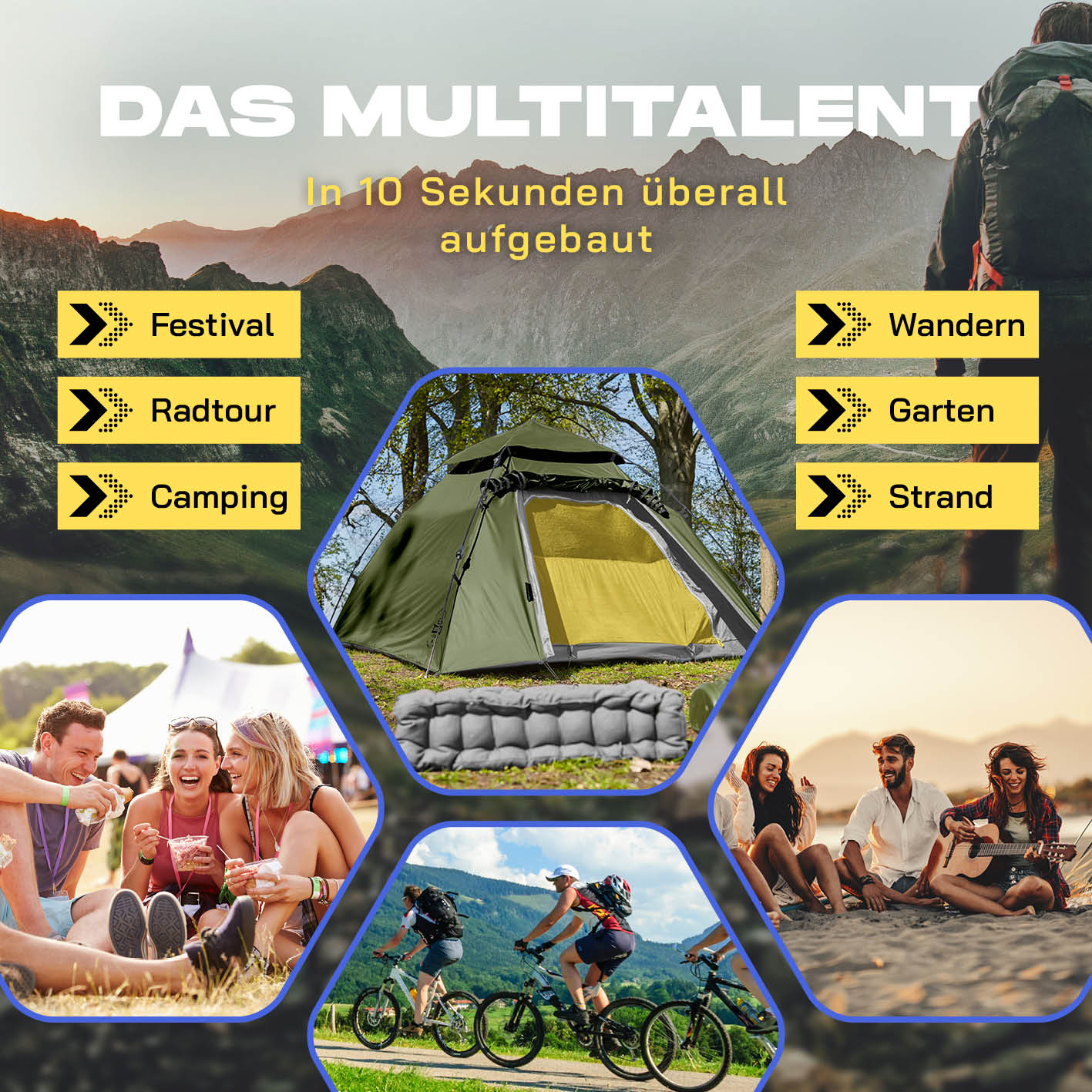 Pop up Kuppelzelt für 3 Personen - Grün - Image 7