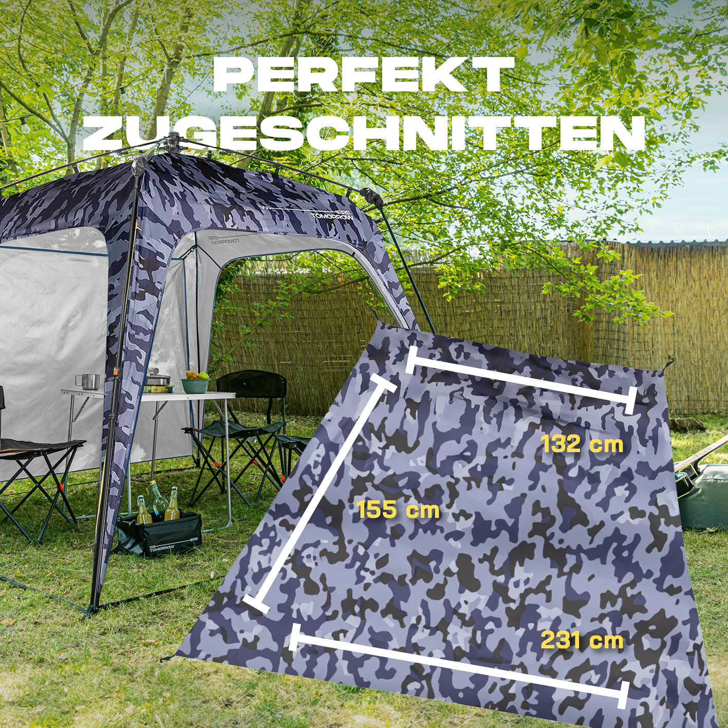 Pop Up Pavillon Gartenzelt - Seitenwand - Camouflage-Grau - Image 2