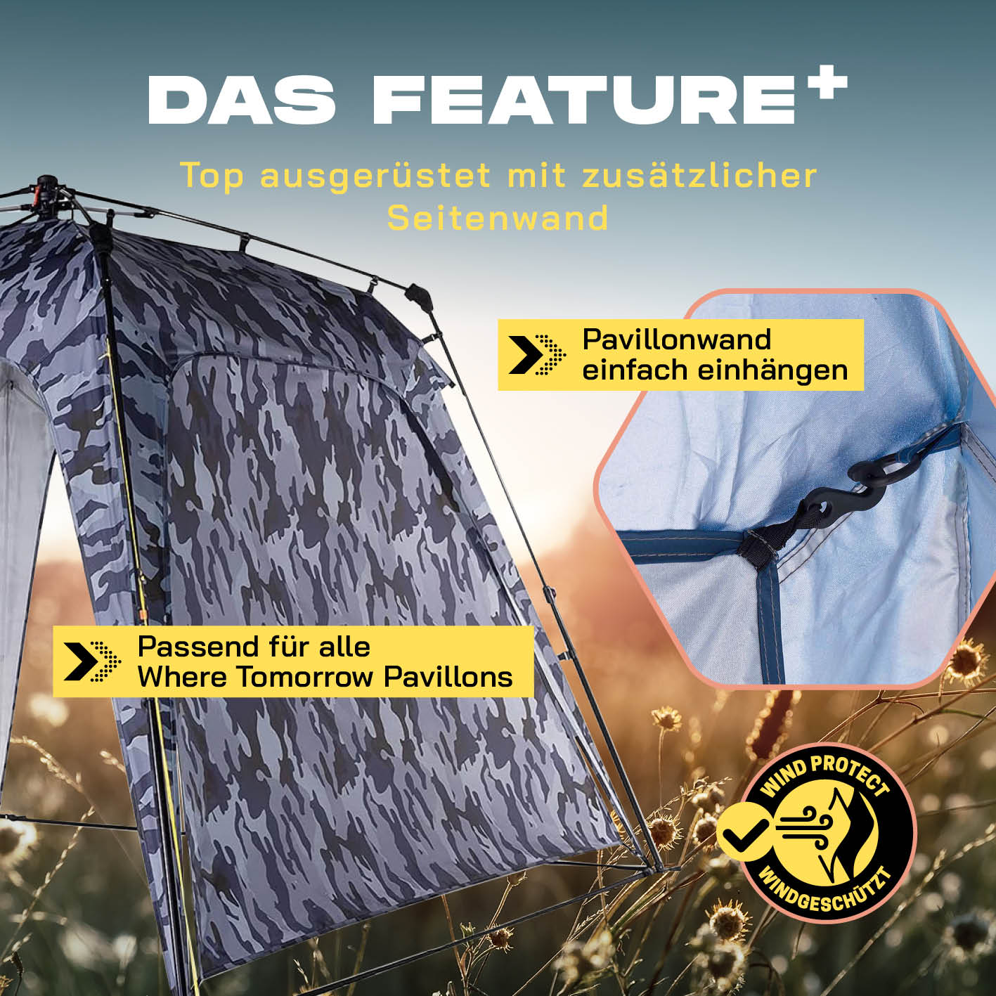 Pop Up Pavillon Gartenzelt - Seitenwand - Camouflage-Grau - Image 3