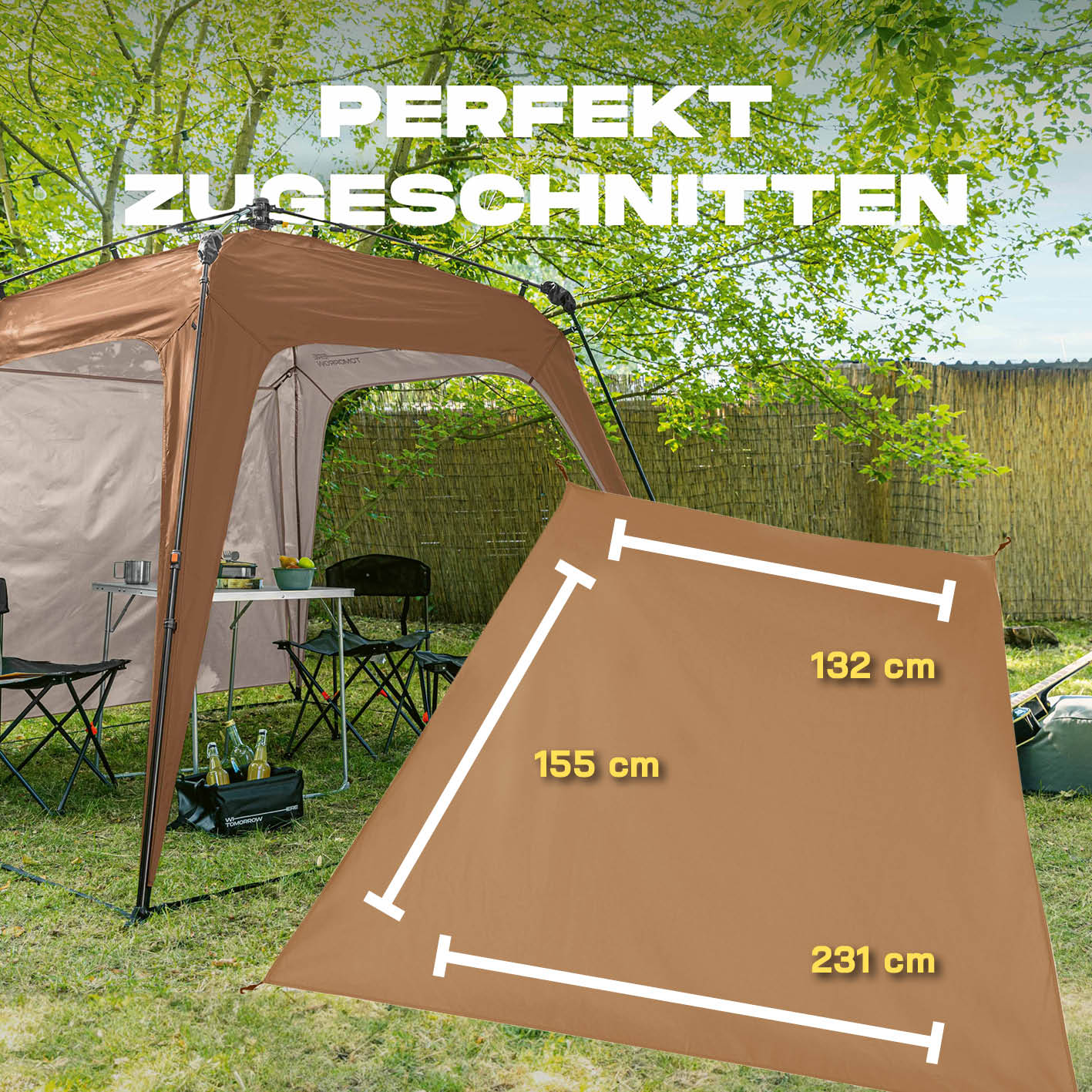 Pop Up Pavillon Gartenzelt - Seitenwand - Kamelbraun - Image 2