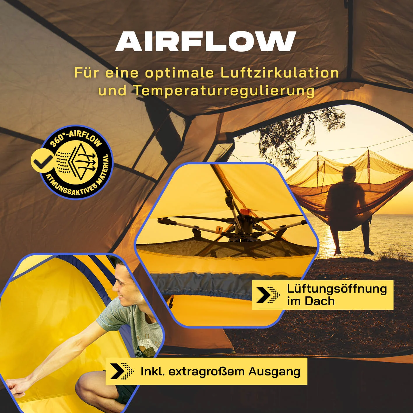 Pop up Wurfzelt für 3 Personen - Gelb - Image 6