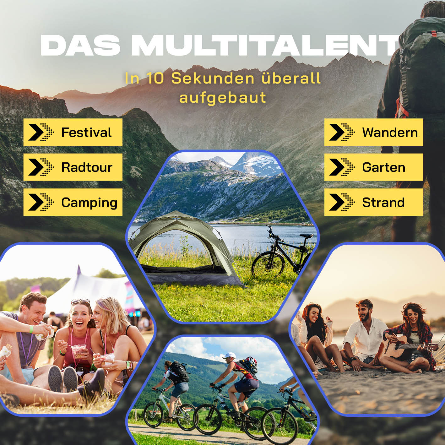 Pop Up Zelt - 3-Personen-Zelt mit Doppeltür- Wurfzelt Trekkingzelt - 210x190x110 cm - Grün - Image 7