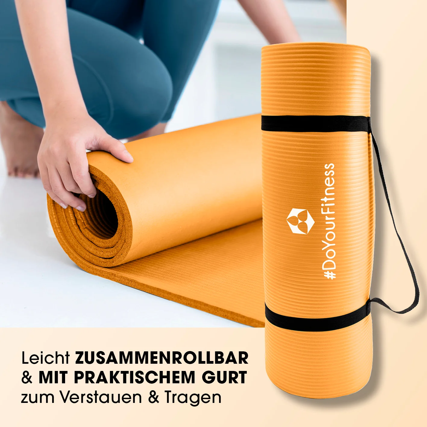 Fitness- und Gymnastikmatte - 183 x 61 x 1,5 cm - Orange - Image 5