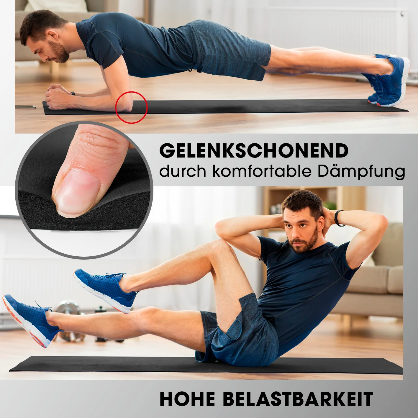 Fitness- und Gymnastikmatte - 183 x 61 x 1,5 cm - Schwarz - Image 4