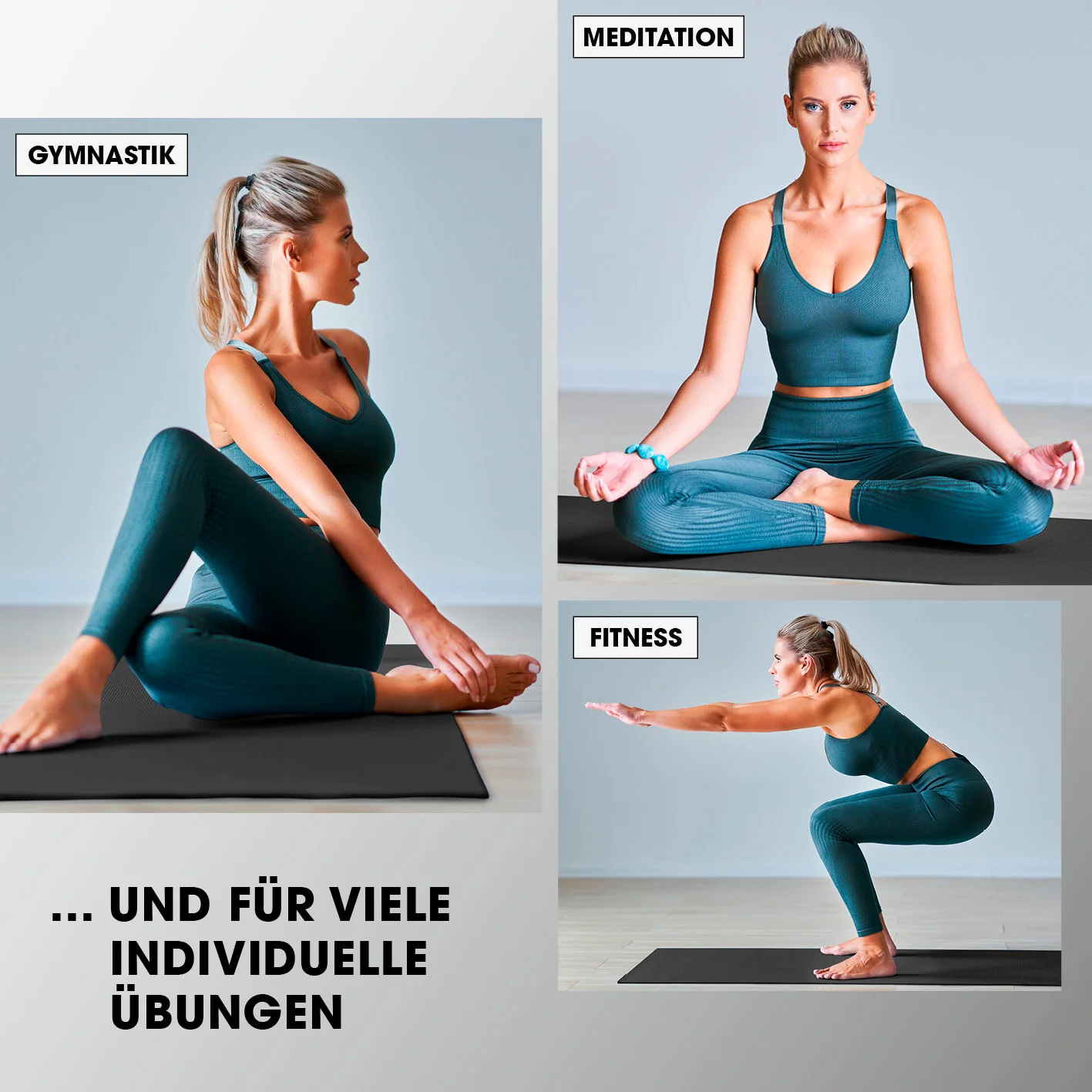 Fitness- und Gymnastikmatte - 183 x 61 x 1 cm - Schwarz - Image 7