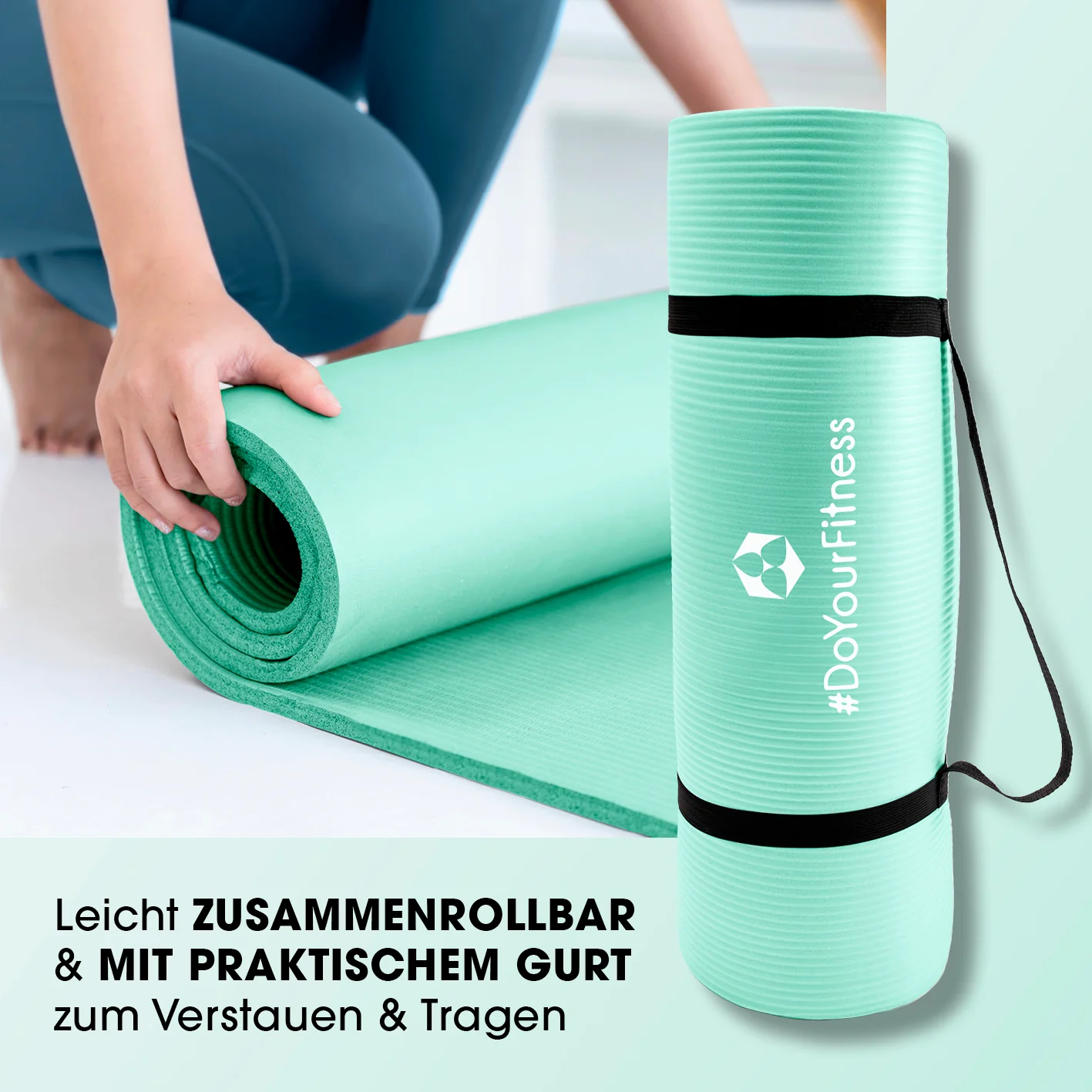 Fitness- und Gymnastikmatte - 183 x 61 x 1,5 cm - Türkis - Image 5