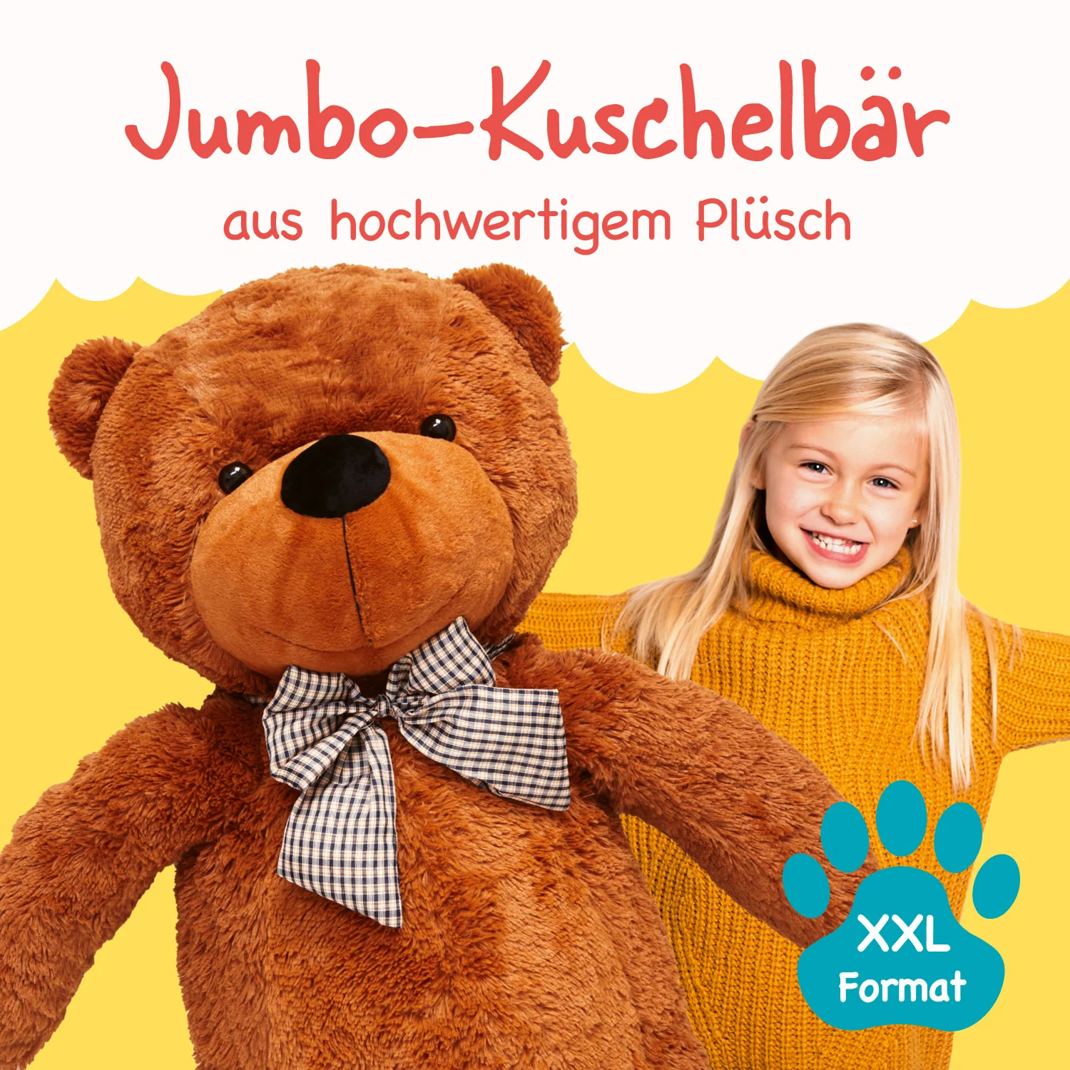 XXL-Teddy mit Knopfaugen - 120 cm - Braun - Image 2
