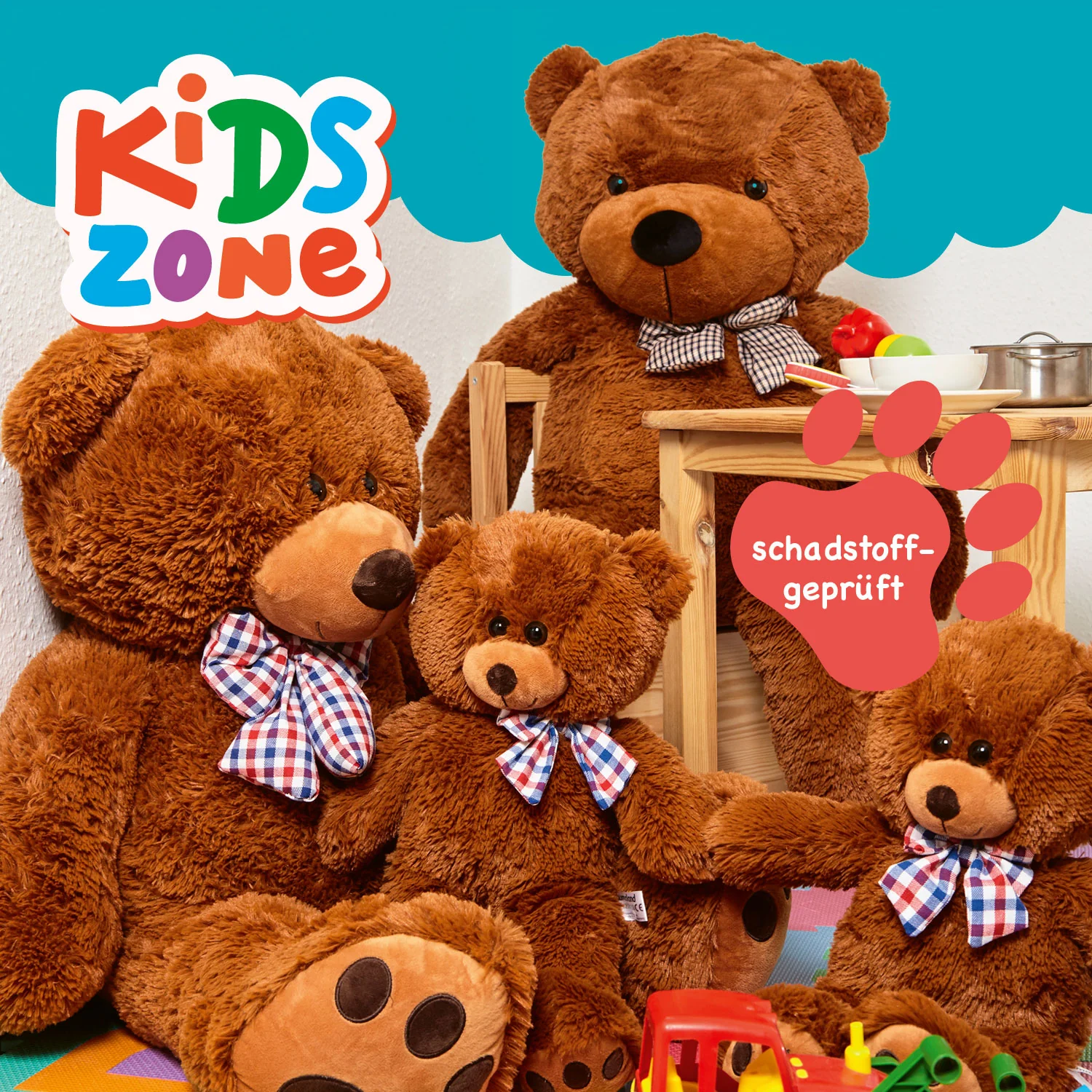 XXL-Teddy mit Knopfaugen - 120 cm - Braun - Image 5