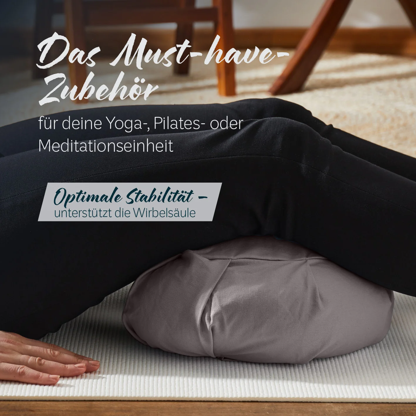 Yoga-Kissen Ganesh - gefüllt mit Bio-Buchweizenschalen - Halbmond 45 x 30 x 14 cm - Grau - Image 4