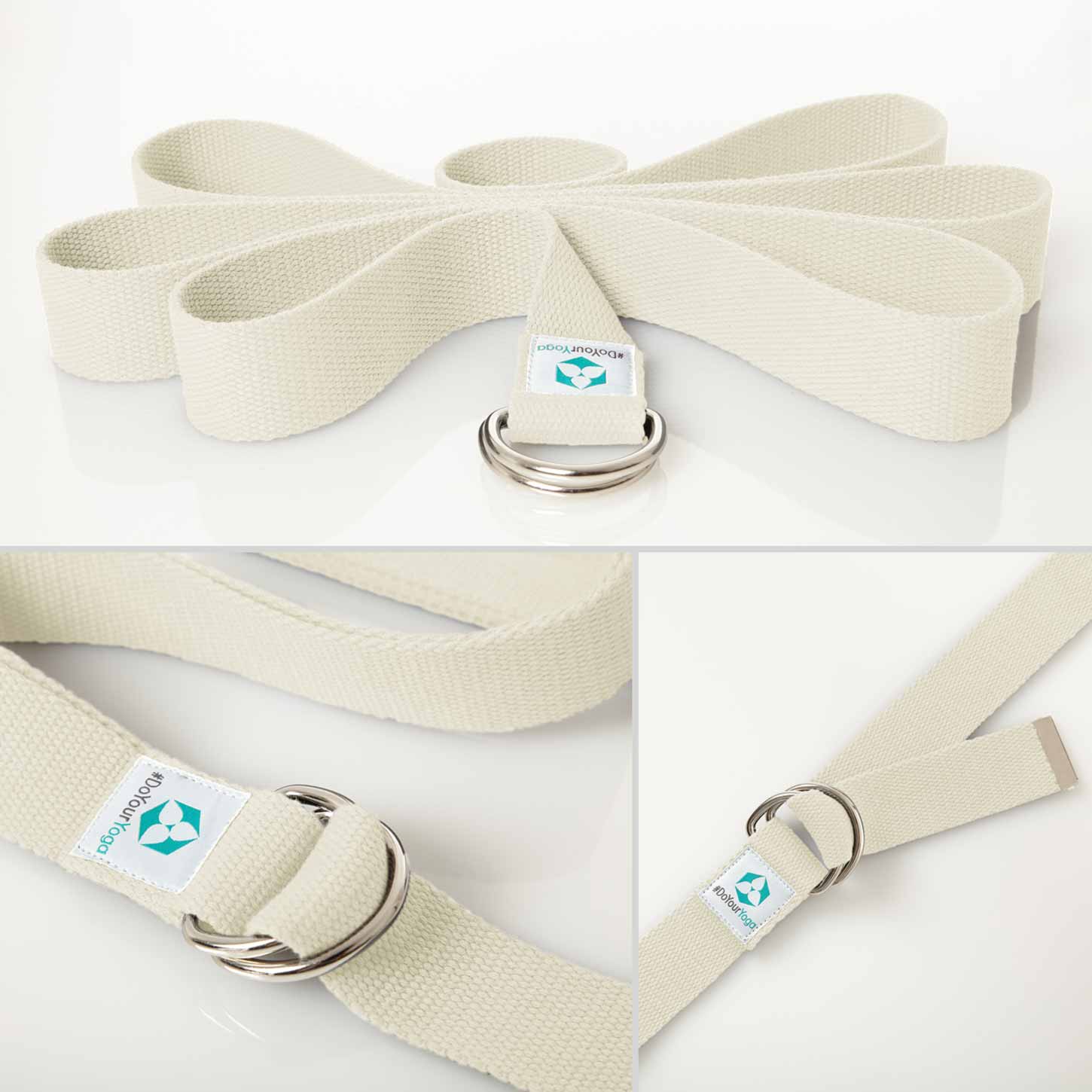 Yogagurt Madira - 100% Baumwolle - 250 x 3,8 cm - Beige - Image 7