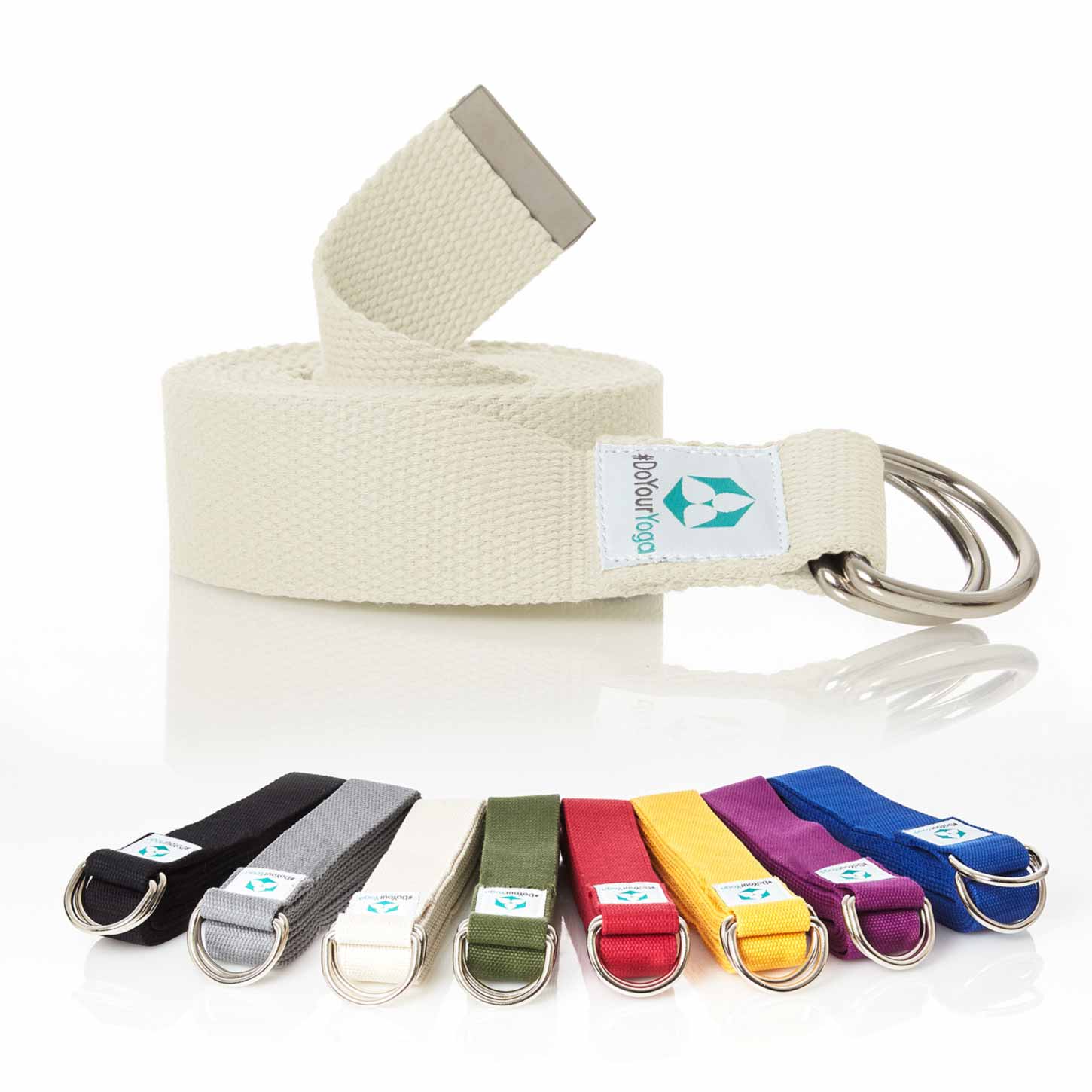 Yogagurt Madira - 100% Baumwolle - 250 x 3,8 cm - Beige - Image 9