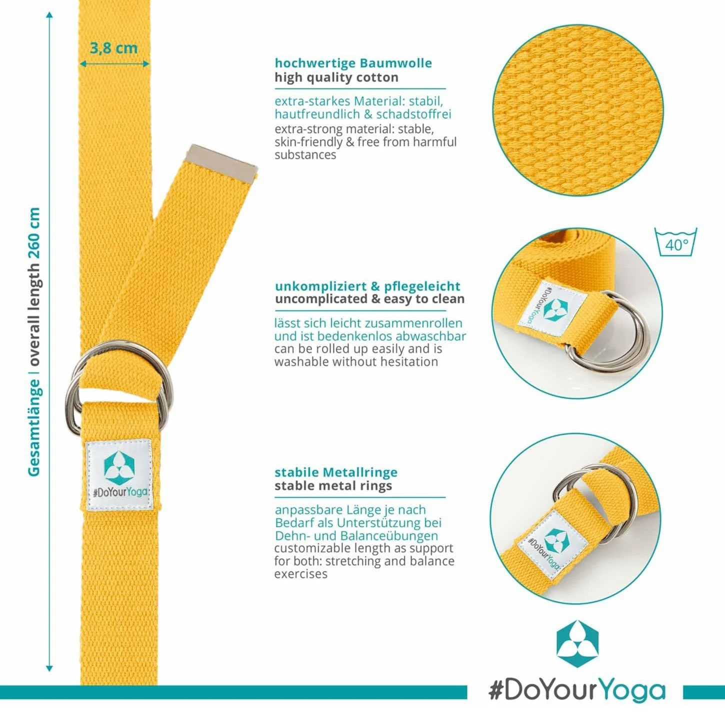 Yogagurt Madira - 250 x 3,8 cm - Gelb - Image 5