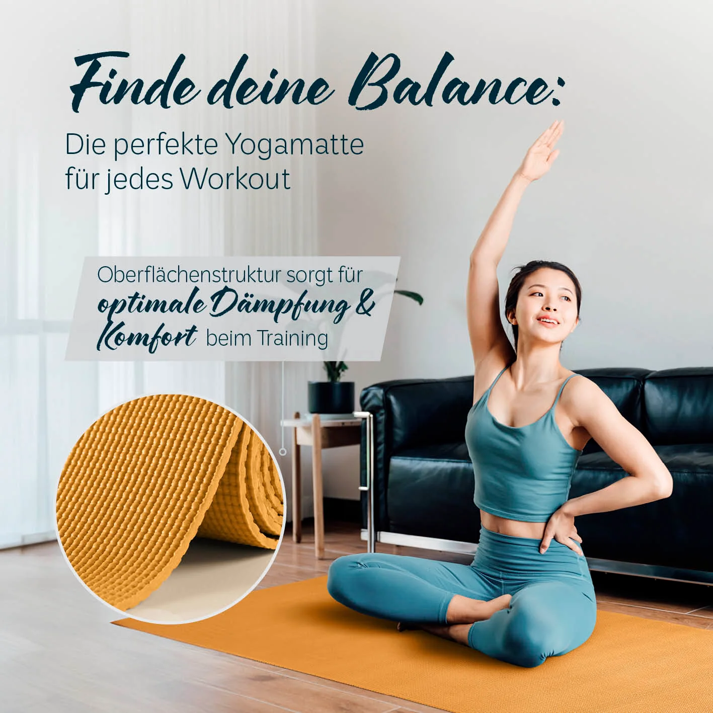 Yogamatte Kirana - 183 x 61 x 0,4 cm - Curry - Image 2