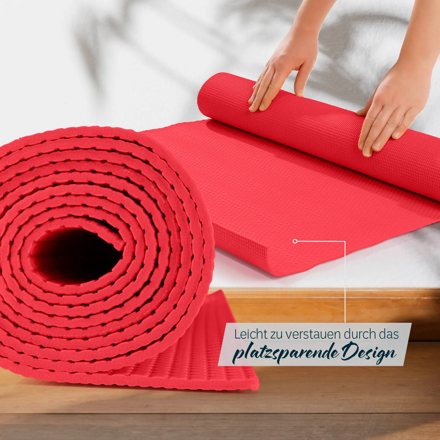 Yogamatte Kirana - 183 x 61 x 0,4 cm - Himbeerrot - Image 6