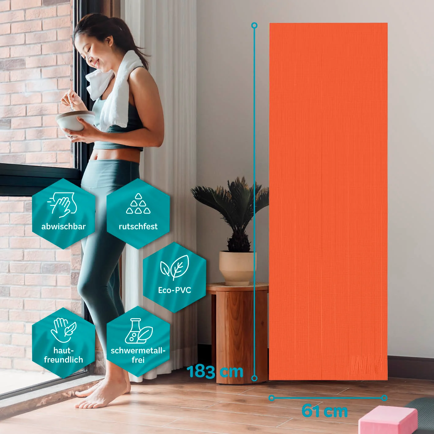 Yogamatte Kirana - 183 x 61 x 0,4 cm - Orange - Image 4