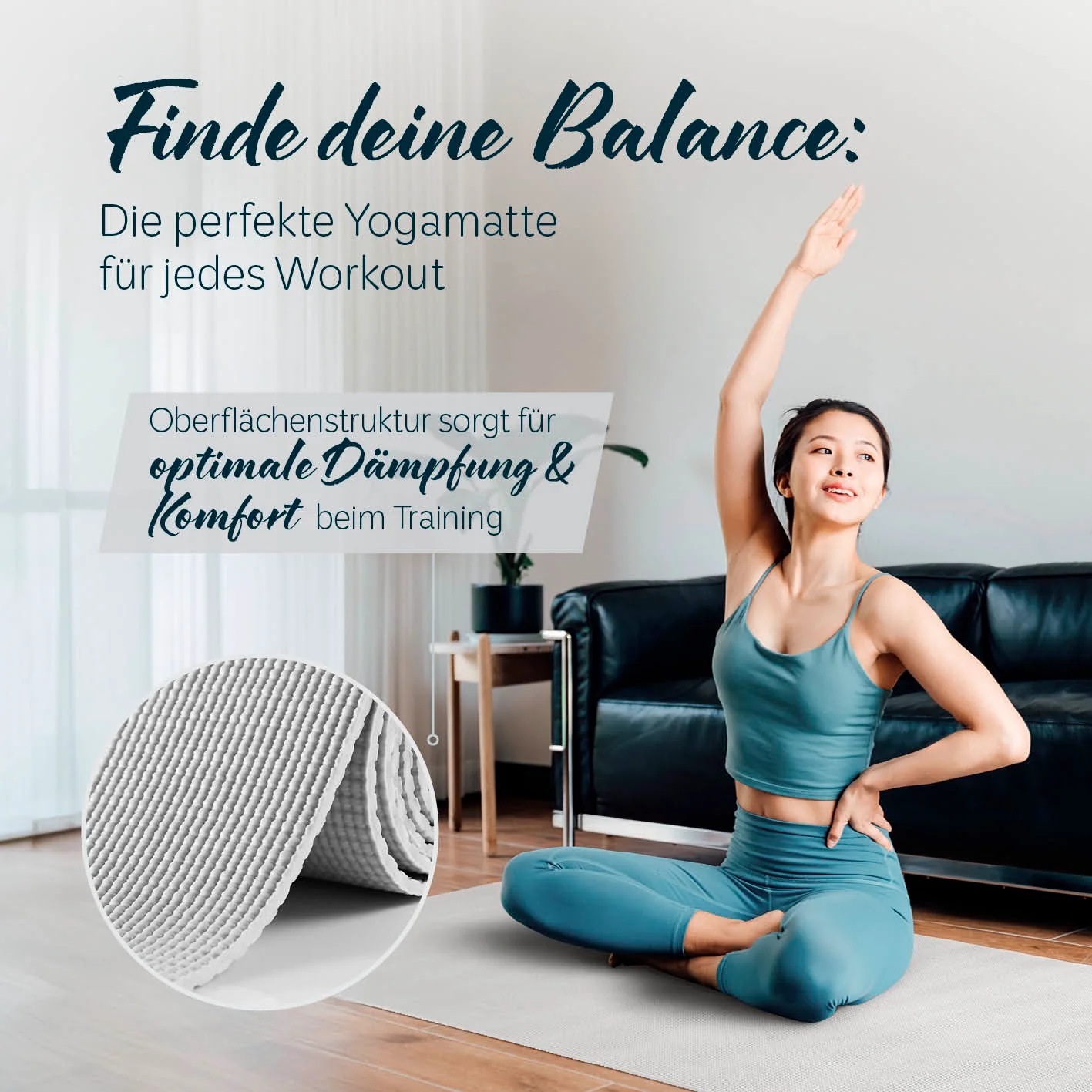 Yogamatte Kirana - 183 x 61 x 0,4 cm - Weiß - Image 2
